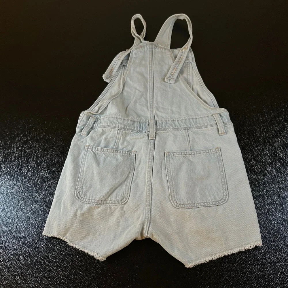 Old Navy Denim Overalls Frayed Hem Adjustable Straps Light‎ Wash Kids XL (14-16)